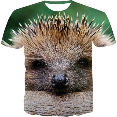 New Men 3D Hedgehog Pattern Funny T Shirts Summer Fashion Personality Animal Graphic T Shirts Trend Print Short Sleeve T-shirts