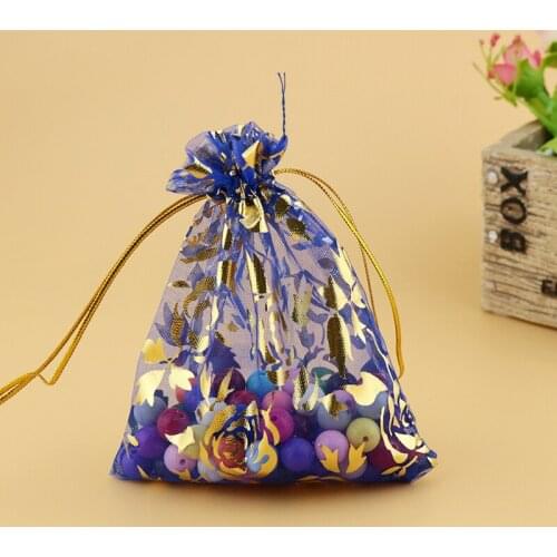 Wholesale 100pcs/lot,Drawable Royal Blue Large Organza Bags 20x30cm, Favor Wedding Gift Packing Bags,Packaging Jewelry Pouches