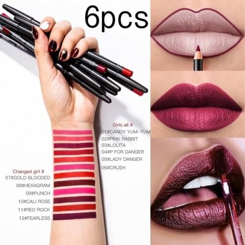 6pcs Professional Multi-functional Lipliner Pencil Long Lasting Waterproof Lip Eye Brow Cosmetic Makeup Colorful Lip Liner Pens