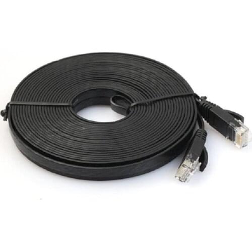 50pcs/lot Pure copper wire CAT6 Flat UTP Ethernet Network Cable 15m 50ft RJ45 Patch LAN cable black/white color