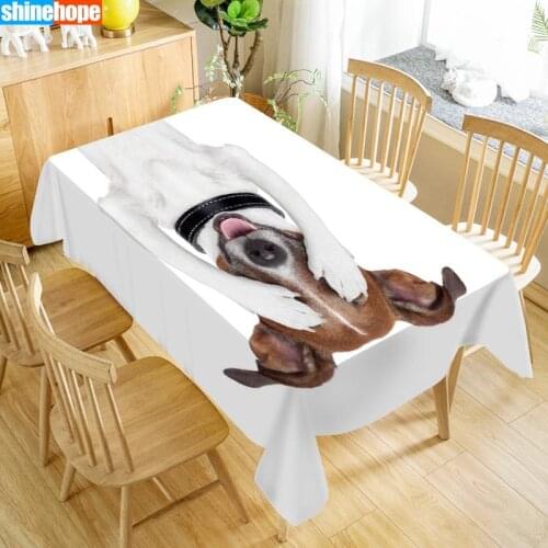 Animal Pattern Tablecloth Dog Beagle Table Cloth Dustproof Washable Cloth Rectangular Table Cover for Home table Decor