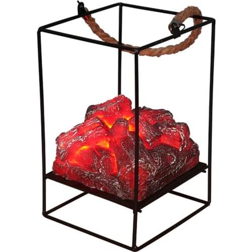 LED Flame Light Home Christmas Halloween Simulated Charcoal Fireplace Lamp Home Party Scene Layout Props