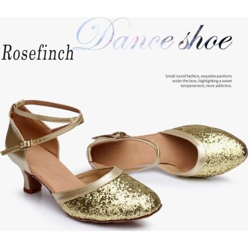 Women Gold Silver Latin Dance Shoes Sequin Ballroom Tango Dancing Shoes High Quality Dance Shoes For Ladies Girls Soft Sole A182