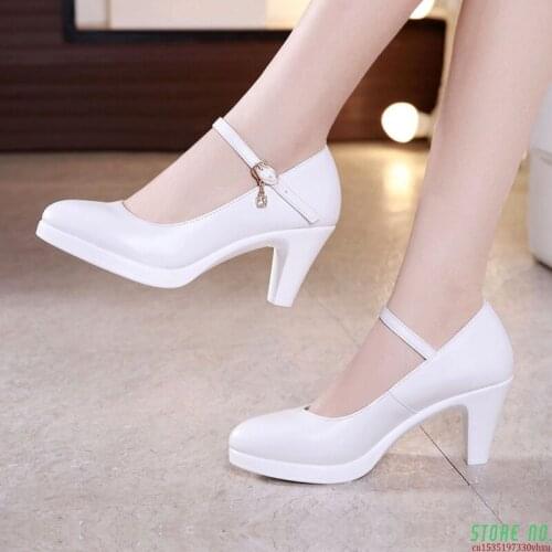 OL Work Shoes Women Black Pumps 2021 Spring Casual Shoes Female High Heels White/red Weding Shoes 34 43 Plus Size Pumps