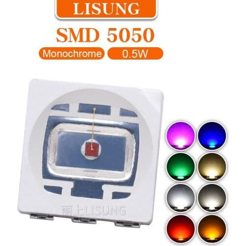 High Power 1000pcs/bag 0.5W Smd 5050 Led Emitting Diode Chip Light Beads Red Green Blue Yellow Orange Lamp