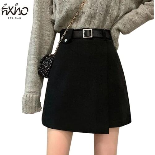 Women Skirt Solid Color Simple High-Waist A-Line Irregular Short Skirts Girls Korean Style All-Match Casual Commuter Skirts