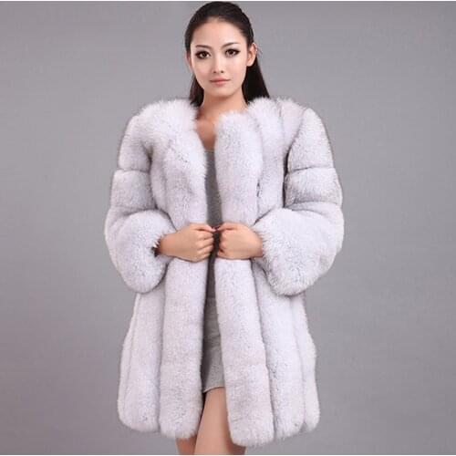 Female Warm Outwear Woman Faux Fur Coat Qualified Thick Imitated Fox Fur Overcoat