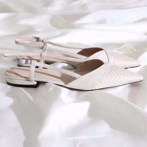 2021 New Summer Half Baotou Word with Elegant Fairy Pointed Toe Ladies Flat Shoes Fashion All-match Women Morale Sandals