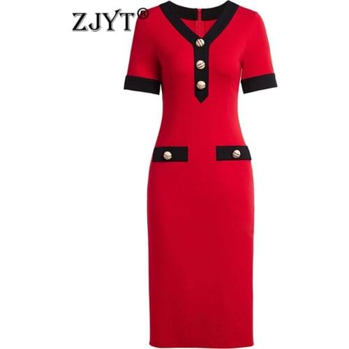 Деловые летние платья ZJYT China At AliExpress