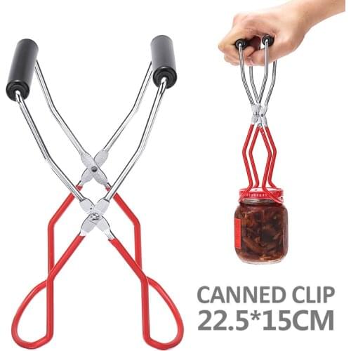1PC Jar Lifter Tongs Wide-Mouth Clip Stainless Steel with Handle Anti-slip for Home Kitchen Supplies 22.5*15cm