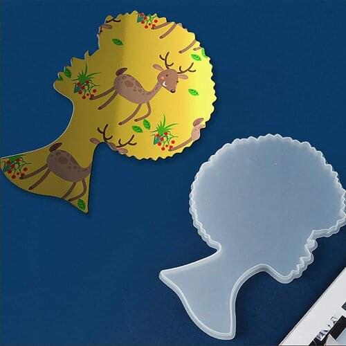 1pc Crystal Glossy Woman Head Coaster Epoxy Resin Mold Beauty Silicone Moulds Female Shape Cup Coaster DIY Jewelry Crafts