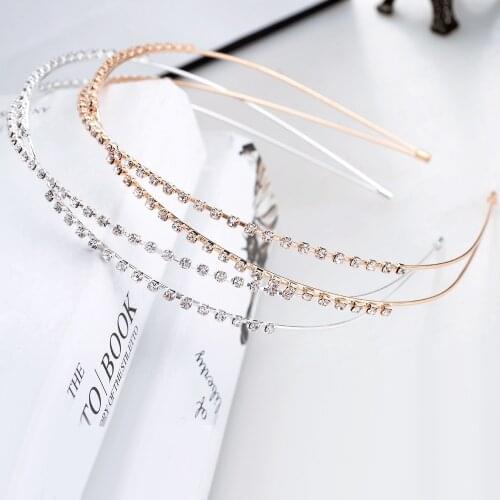 1PCS Exquisite Diamond Girls Alloy Hairband Cross Contracted Crystal Inlaid Thin Womens Headband HeadWear
