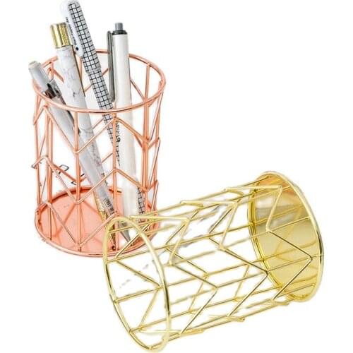 1 pc Metal pen holder Pen Pencil Holder Cosmetic Storage Box Mesh Basket desk storage shelf office organizer Stationery supplies