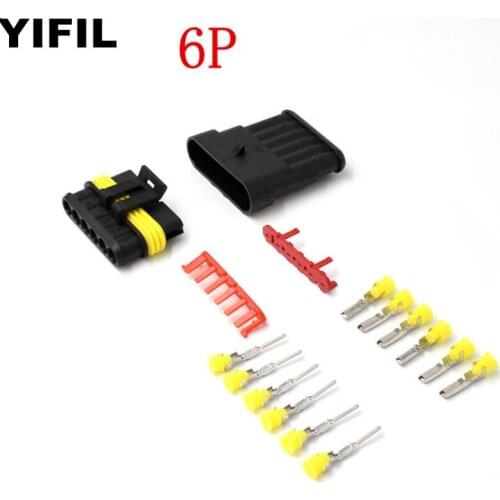 10sets/lot 6 Pin/Way AMP Superseal Sealed HID Waterproof Electrical Wire Auto Connector Plug Socket Housing 282108-1 282090-1