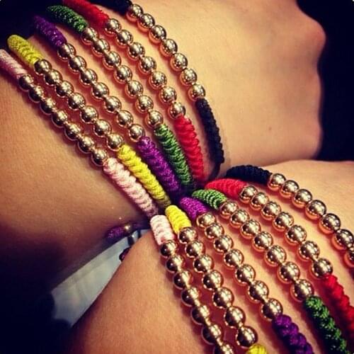 10 pieces/lot) Anil Arjandas Bracelets For Men Women Stainless Steel Bead Charm red/Black rope Braiding Bracelet Macrame Women