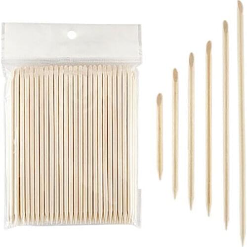 100 Wooden Cuticle Pusher Remover Nail Art Design Wood Sticks Rhinestones Dotting Removal Manicure Pedicure Care Tools