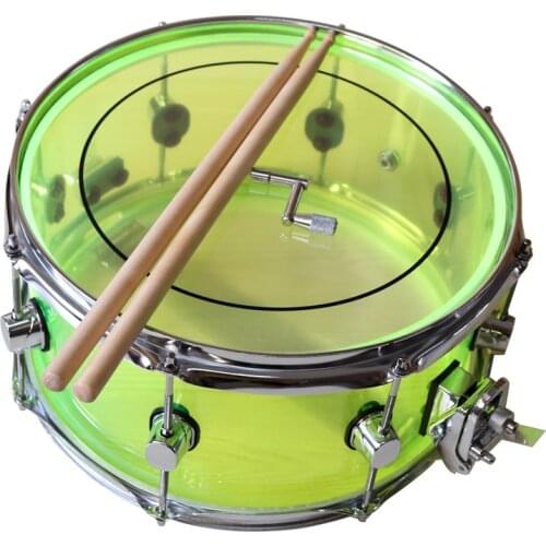 13*6.5 inch acrylic snare drum with 2mm iron hoop 13 inch is diameter 6.5 inch is depth