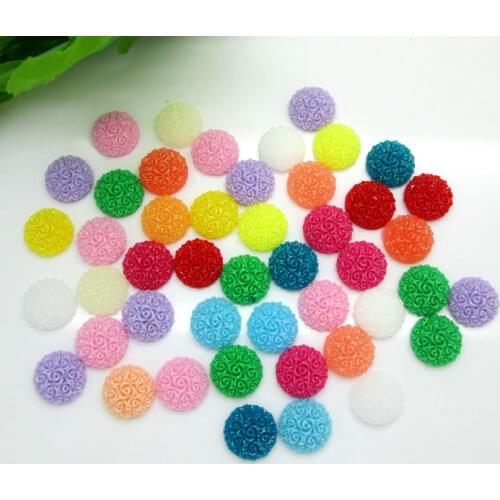 200Pcs 12mm Mixed Round Resin Decoration Crafts Beads Flatback Cabochon Scrapbook DIY Embellishments Accessories