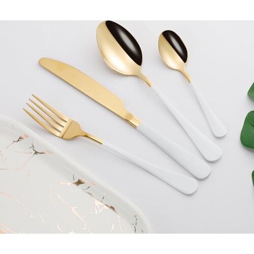 4Pcs Glossy Stainless Steel Cutlery Tableware Set Dinnerware Dinner Flatware Set Forks Knives Spoons Set Wedding Thin Silverware