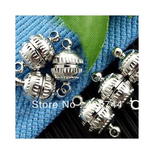 50pcs/Lot 8MM Silver Tone Jewelry Necklace Magnetic Clasp