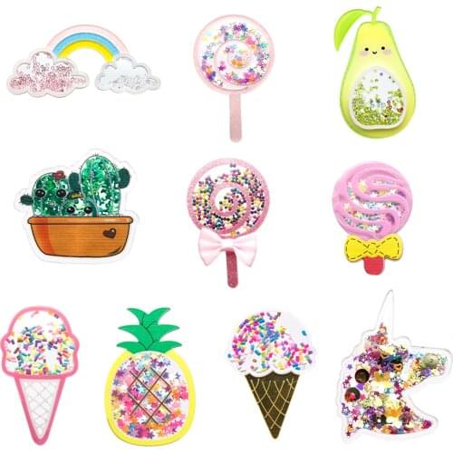 David accessories 10pcs/set Quicksand Sequins Acrylic Set Transparent Shaker DIY Hair Clip Jewelry Craft Home Decoration,1Yc8268