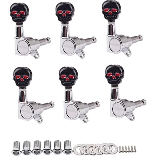 Hot-6R Guitar Tuning Pegs Tuners Machine Skull Head Guitar String Tuning Pegs Machine Head Tuners for Guitar Ukulele Parts