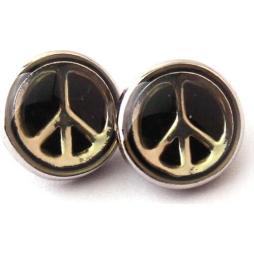 Free shipping Mini 1.2cm black epoxy peace charm DIY snap button metal charms
