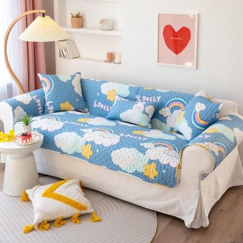 Nordic Simple Cartoon LOVELY CLOUD Sofa Cover Four Seasons Universal Non-Slip Corner Sofa Towel Slipcovers For Living Room