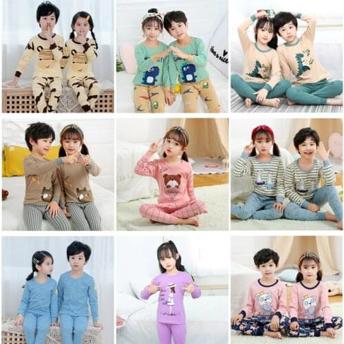 Baby Kids Pajamas Sets Cotton Boys Sleepwear Suit Autumn Girls Pajamas Long Sleeve Pijamas Tops+Pants 2pcs Children Clothing