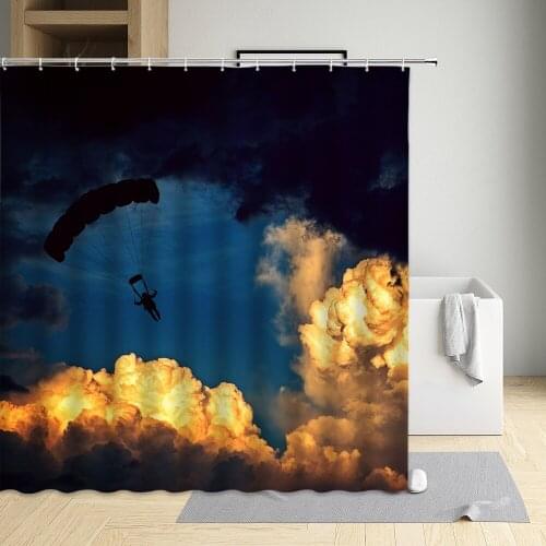 Parachute Sunset Cloud Sky Hills Modern Eco-Friendly Fabric Polyester Waterproof Cloth Curtain Bathtub Decor Bath Screen