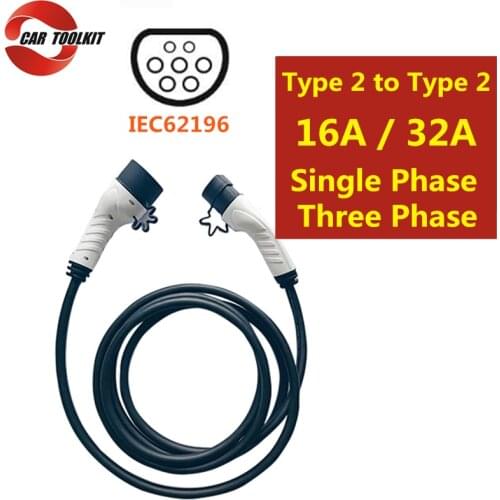 5M Cable 16A 32A Single Phase Three Phase IEC62196-2 Mennekes Type 2 to Type2 Connector Electric Vehicle Charger Station EV Plug