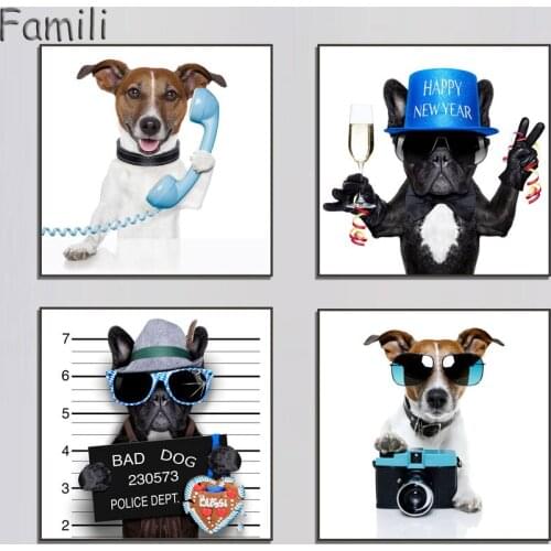 Cartoon Dogs Canvas Art Print Painting Poster Beer Dog Wall Picture for Home Decor Pets Dogs Wall Print Decor Noframe