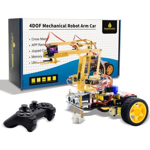 Keyestudio 4DOF Mechanical Arm Robot Car Learning Starter Kit W/PS2 Contoller for Arduino Robot/Support Android &IOS