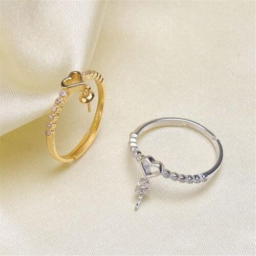 Pearl Ring Settings, Fashionable Ring Findings, Adjustable Size 925 Silver Ring Jewelry DIY making No Pearl
