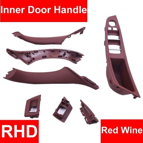 4/7PCS Set Right Hand Drive RHD For BMW 5 series F10 F11 520 525 Red Wine Gray Car Interior Door Handle Inner Panel Pull Trim