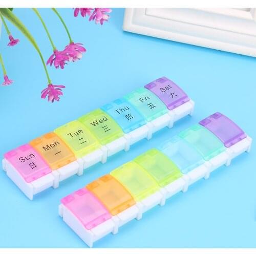 7 Day Pill Medicine Storage Box Rainbow Tablet Weekly Organizer Splitter Holder Storage Organizer Container Pill Box Case
