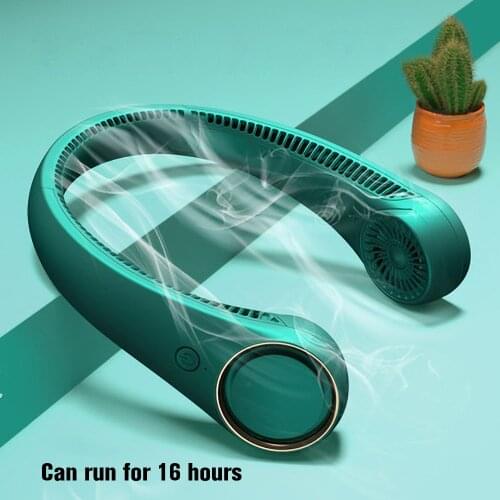 Hanging Neck Small Fan Portable Mini Outdoor USB Mute Rechargeable Three-Speed Mode To Leafless Natural Wind 360° Surround Fan