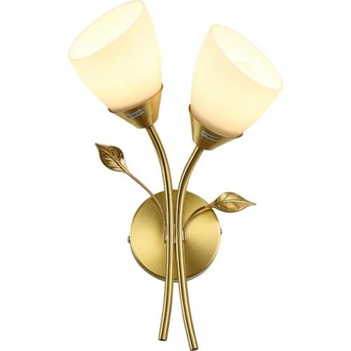 Copper Wall Lamp Bedroom Bedside Light Simple Modern LED Glass Wall Light Living Room Decoration Lamp Nordic LED Indoor Lighting