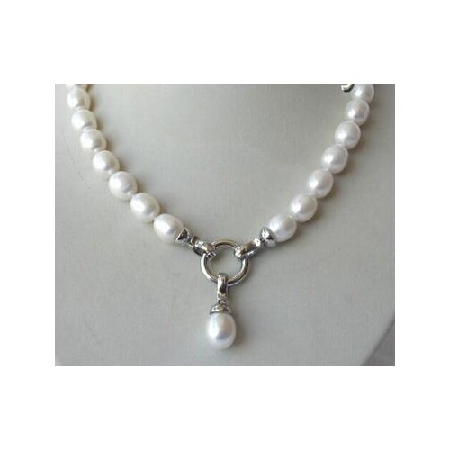 Stunning big 10x12mm baroque white freshwater cultured pearl necklace Beads necklace earrings Set