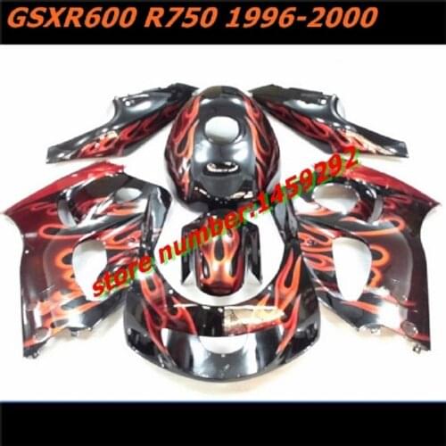 New black fire red motorcycle fairing fits for GSX R600 GSXR750 96 00 GSXR 600 750 1996 2000 Motocycle fairing