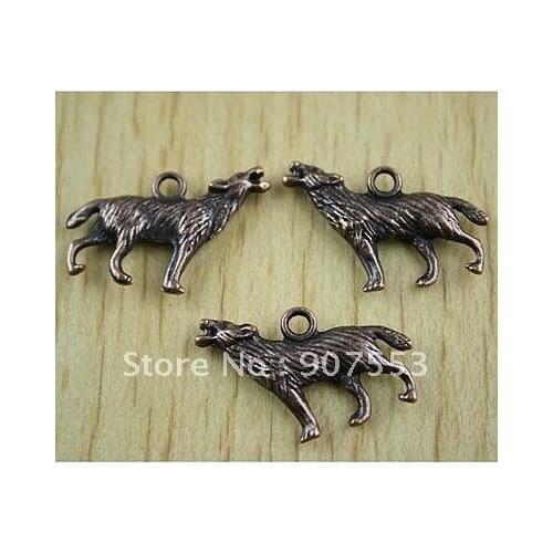 20pcs copper-tone wolves charms h0390