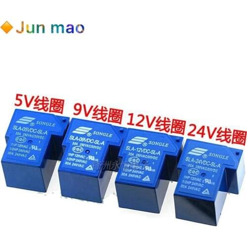 2PCS/lot Power relays SLA-05VDC-SL-A SLA-09VDC-SL-A SLA-12VDC-SL-A SLA-24VDC-SL-A 5V 9V 12V 24V 30A 4PIN DIP4 T90 Time Relay New