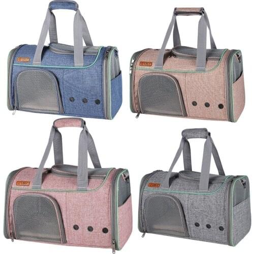Cat Carrier Backpack Breathable Travel Outdoor Shoulder Bag Soft-Sided Mesh Windows Fleece Padding Collapsible Pet Travel Bag