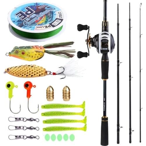 Sougayilang 2.1M Baitcasting Fishing Rod with Reel Combos 4Piece Medium Power Portable Carbon Travel Fishing Pole Kits