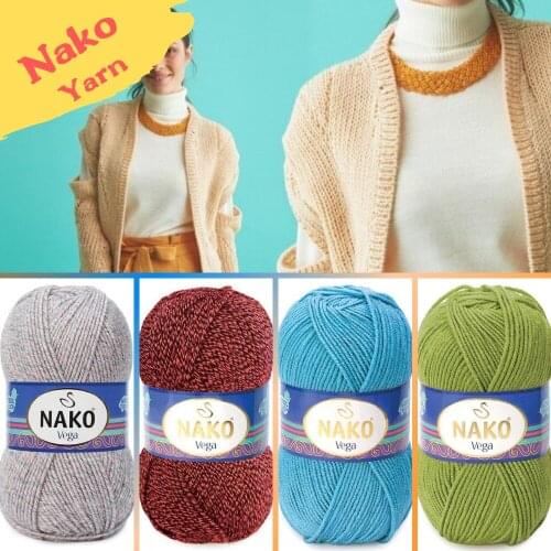 Premium Knitted Yarn - 30 Color Options - 195 Meters(100gr) - Knitting Yarn Ball - Nako Vega - Acrylic -Sweaters - Cardigans - Shawl - Scarves - Baby Room Textile - Accessory Materials - Scarf - Beanie - Booties -DIY