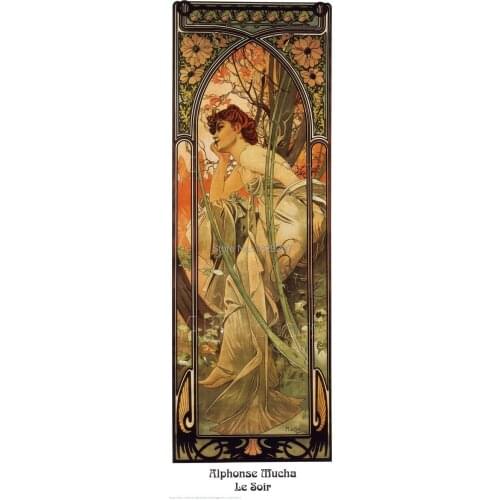 High quality Evening Alphonse Mucha oil painting canvas Hand painted Portrait Modern Art Reproduction