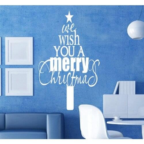 YOYOYU Quotes Merry Christmas Wall Sticker Home Door Shop Window Christmas Wall Mural Vinyl Removable Christmas Mural F-48
