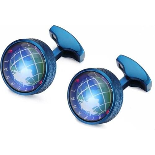 Stainless Steel Rotating Globe Cufflinks Fashion Mens Business Banquet Wedding French Shirt Cuff Links High-end Mens Jewelry