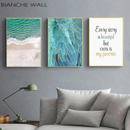Green Ocean Landscape Canvas Poster Nordic Style Beach Wall Art Print Painting Decoration Picture Scandinavian Home Decor