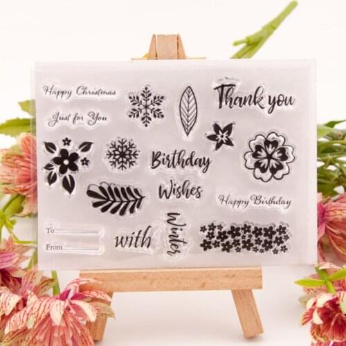 1pc Birthday Wishes Transparent Seal Clear Silicone Stamp Cutting DIY Scrapbook Rubber Coloring Embossing Decor Reusable 11*8cm